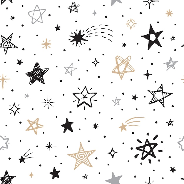Skizze sterne musterdesign schwarzer stern urlaub weihnachten galaxie drucken isolierte doodle fallende elemente grunge scribble kometen ordentliche vektortextur
