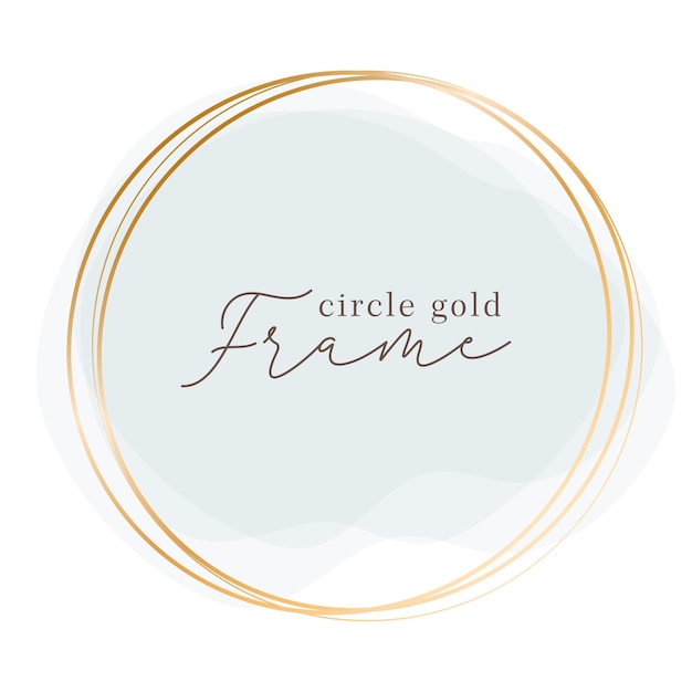 Skizzenlinien des goldenen Kreisrahmens mit Aquarellhintergrund Goldene Kreise des Vektorgekritzels