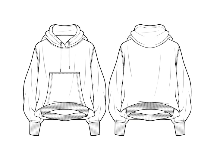Skizzenvorlage für übergroße Hoodies