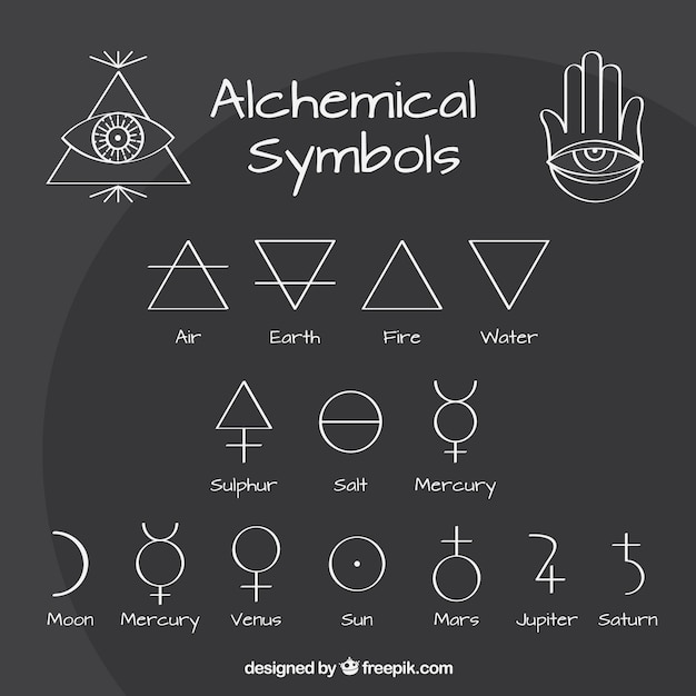 Vektor skizziert alchemie symbole