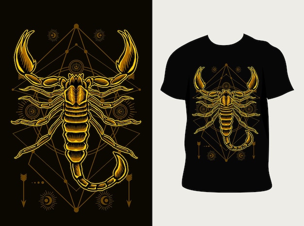 Skorpionillustration mit t-shirt design