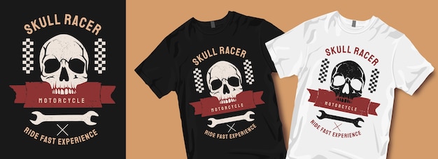 Skull racer motorrad t-shirt designs