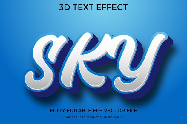 Sky 3d bearbeitbarer texteffekt-stil premium-eps mit hintergrund