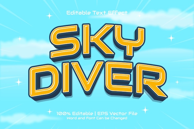 Sky diver bearbeitbarer texteffekt cartoon-stil