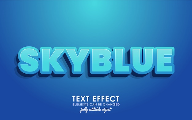 Vektor skyblue-buchstabe mit ausführlichem texteffekt mit modernem design 3d und nettem blauem thema