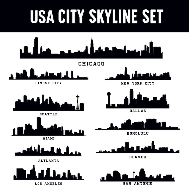 Vektor skyline der vereinigten staaten amerika-stadt eingestellt