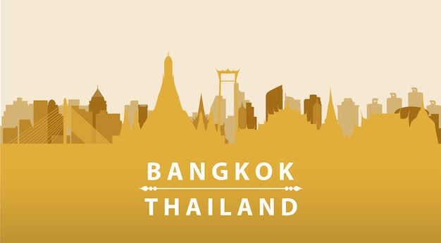 Skyline und Silhouette der Wahrzeichen Thailands