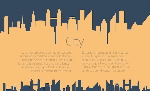 Skyline-vektorillustration der stadt. städtische landschaft. stadtsilhouette. stadtbild im flachen stil. moderne stadtlandschaft.