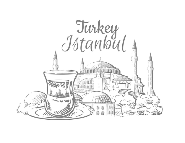 Skyline von istanbul türkeiistanbul moschee mit glühwein