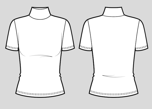 Vektor slim fit kurzarm-t-shirt mit rollkragen