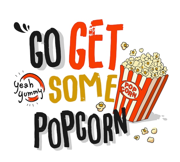 Slogan mit popcornillustration