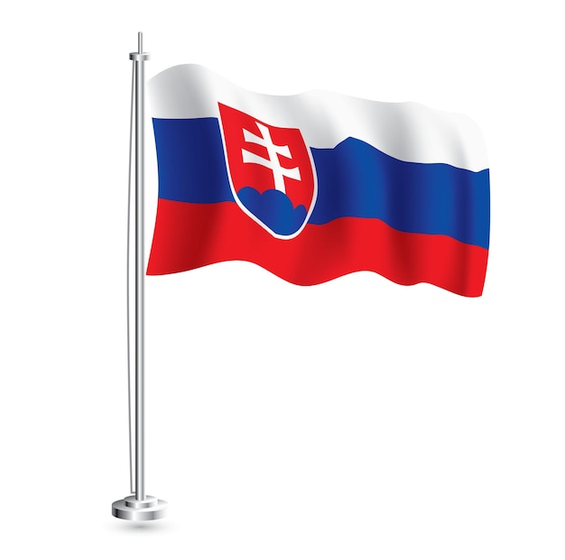 Slowakische flagge isolierte realistische wellenflagge des slowakischen landes am fahnenmast