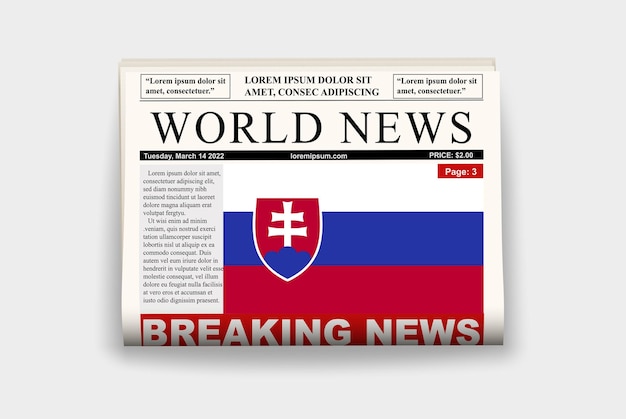 Slowakische landeszeitung flagge breaking news auf newsletter news concept gazette seitenüberschrift