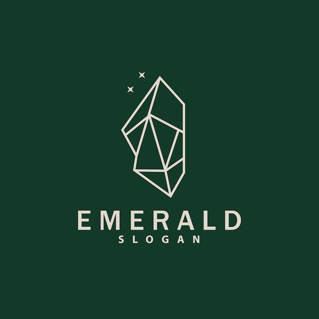 Smaragd-logo, edelstein-vektor, luxuriöses premium-vintage-retro-elegantes design, diamant-schmuck-symbol-symbol-illustration