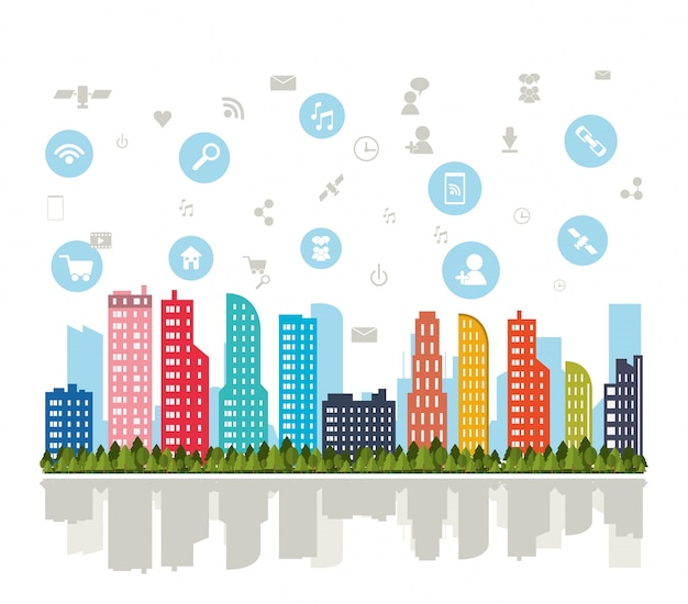 Smart City und Icon-Set