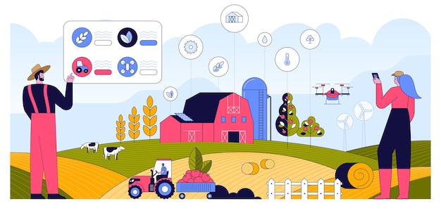 Vektor smart-farming-konzept roboterhand