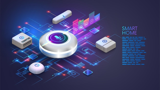 Smart home system customization voice control via smart speaker Design IOT smart home system Creation scenarios of control smart home devices AI bot speaker controls devices via voice control