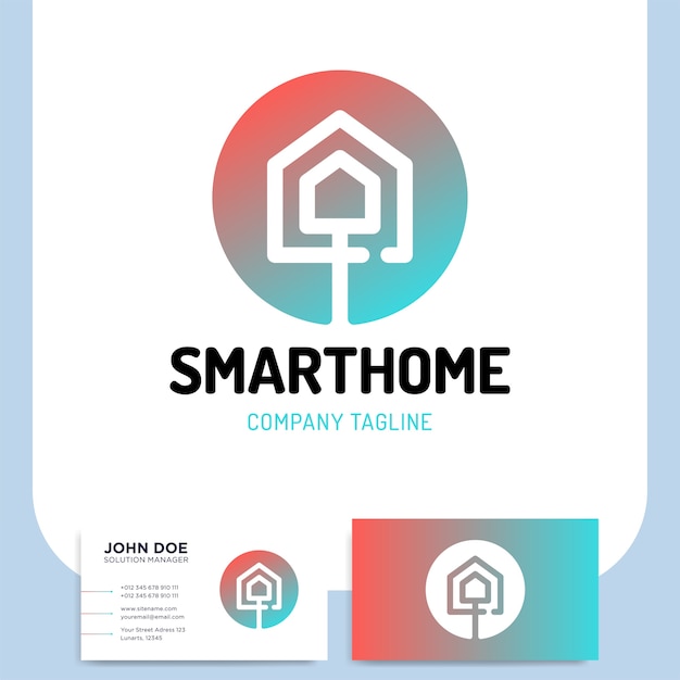 Smart oder technologie home logo im linienstil