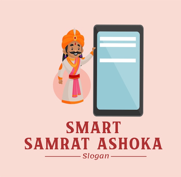 Smart samrat ashoka vektor-maskottchen-logo-vorlage