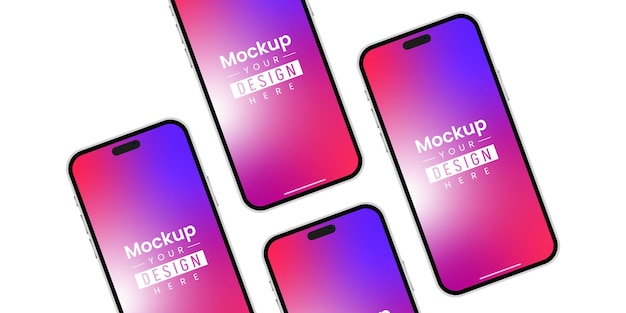 Vektor smartphone-banner-mockup, vorderansicht, iphone-mobilbildschirm-mockup-vorlage und isolierter hintergrund