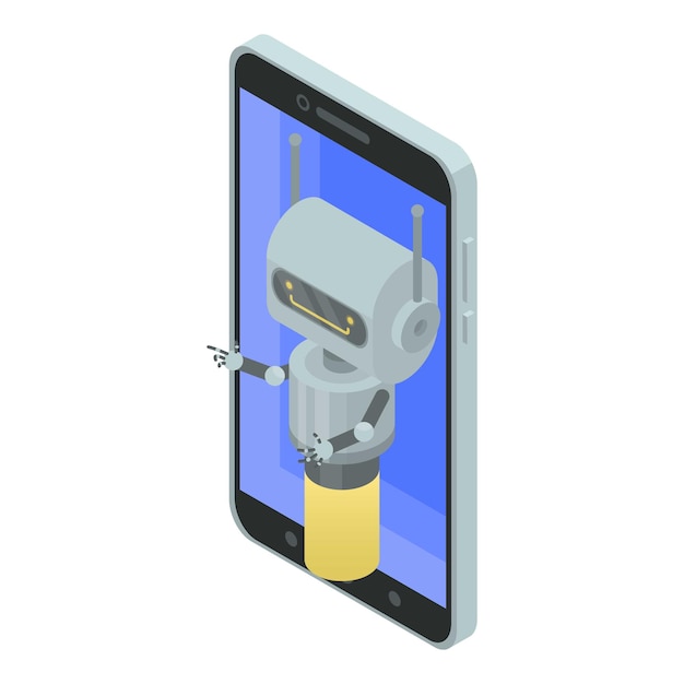 Smartphone-Chatbot-Symbol Isometrisches Smartphone-Chatbot-Vektorsymbol für Webdesign isoliert auf weißem Hintergrund