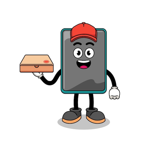 Vektor smartphone-illustration als pizzabote