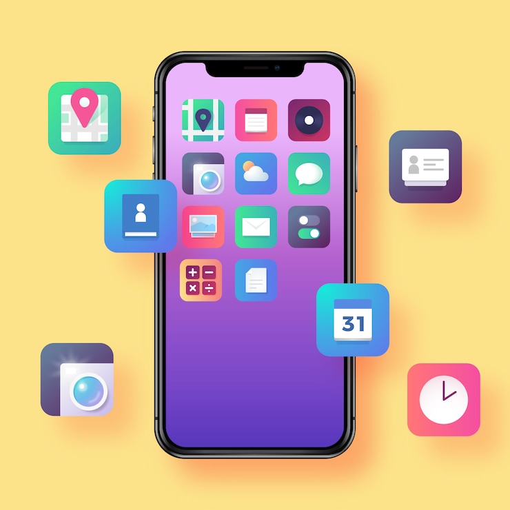 Vektor smartphone mit app-icons