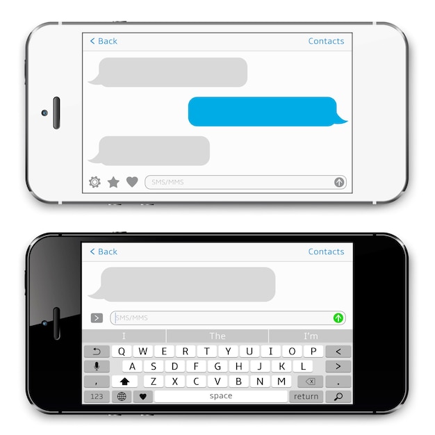 Vektor smartphone mit chat-sms-app im bildschirm