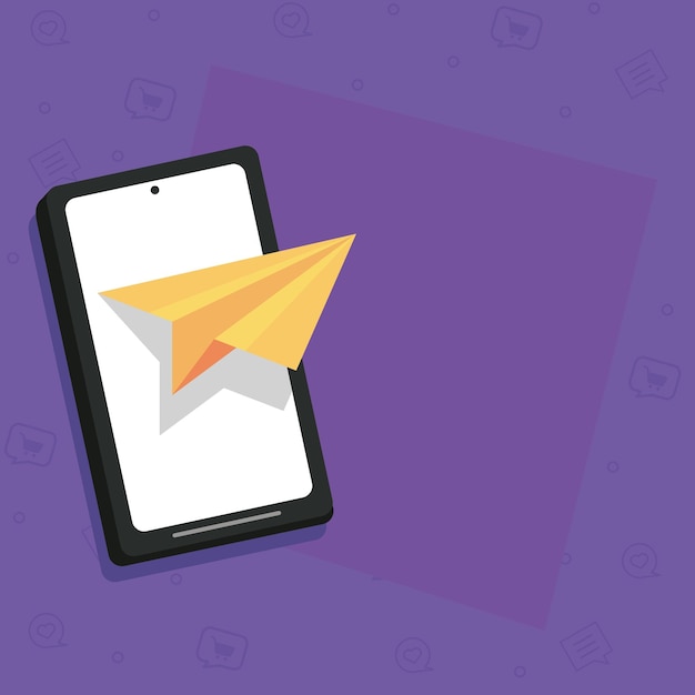 Smartphone mit Papierflieger