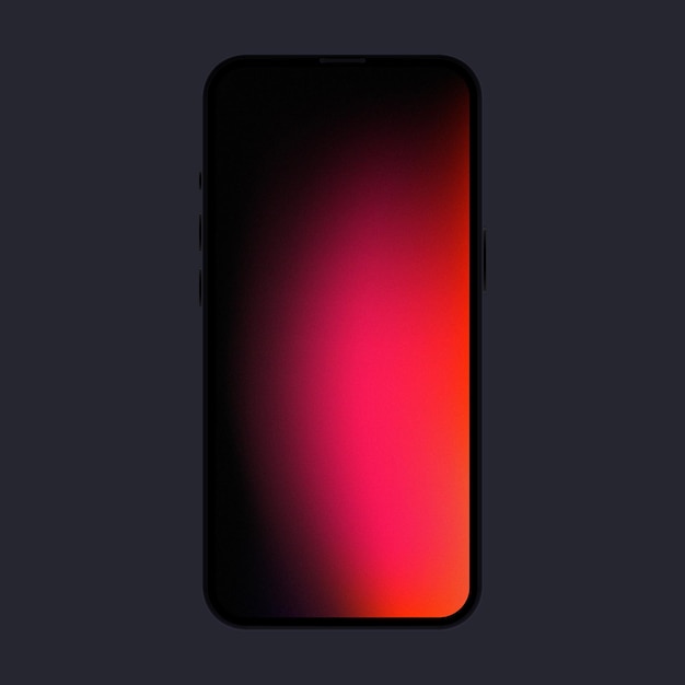 Smartphone mit rotem Farbverlaufsbildschirm. Vorderansicht Neues Modell. Vektor-Illustration