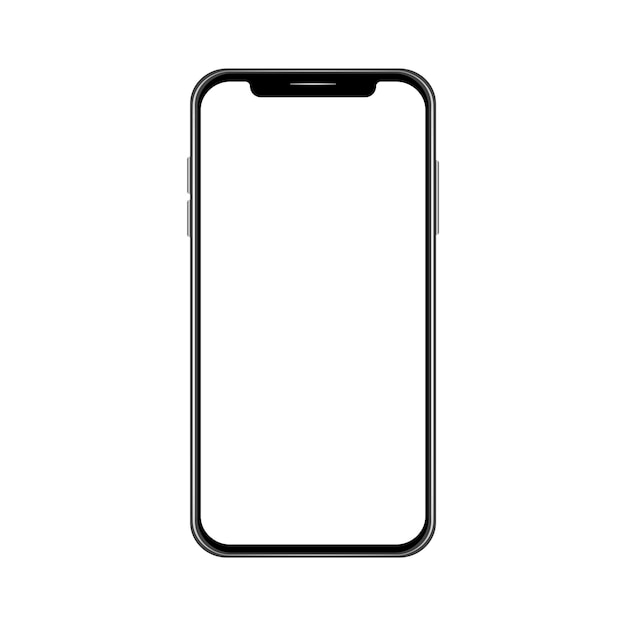 Smartphone mit weißem Bildschirm und schwarzem Rahmen Gerät realistisches Mockup Vektorillustration