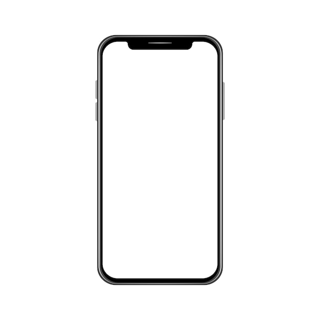 Vektor smartphone mit weißem bildschirm und schwarzem rahmen gerät realistisches mockup vektorillustration