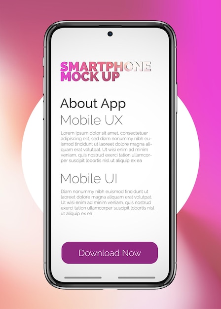 Smartphone-Mockup im Farbkreis Mobiles Isolat-Konzept mit weißem Bildschirm Hochdetailliertes 3D-Vektor-Smartphone in Vorderansicht mit App oder Webdesign Vektorillustration