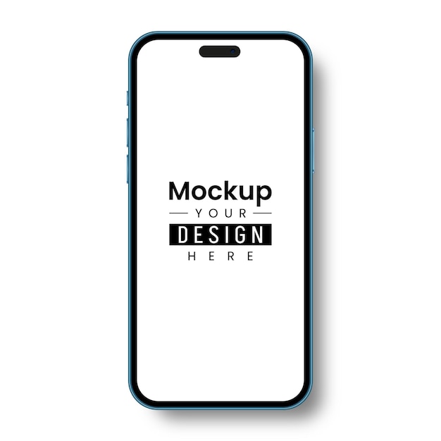 Vektor smartphone-mockup, vorderansicht, blaue farbe, iphone 14 und 15 pro, mobile bildschirm-mockup-vorlage und isola