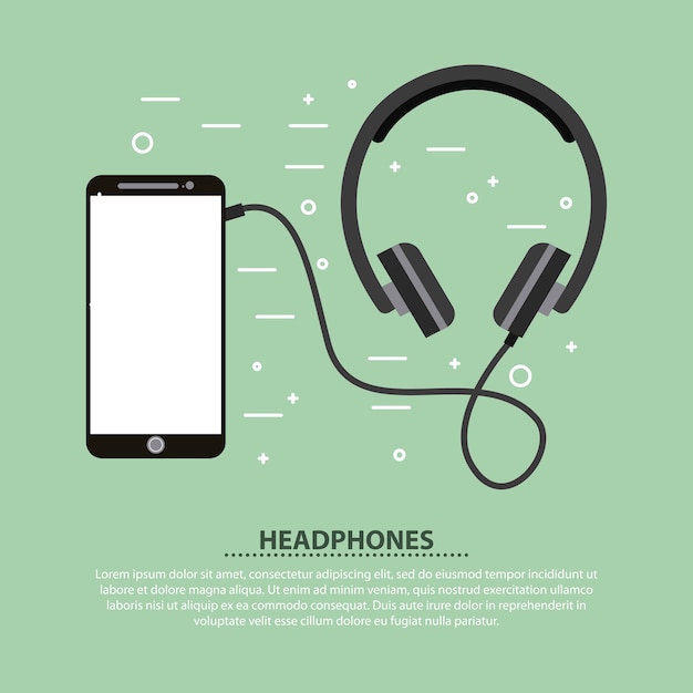 Vektor smartphone und kopfhörer musik sound vektor-illustration