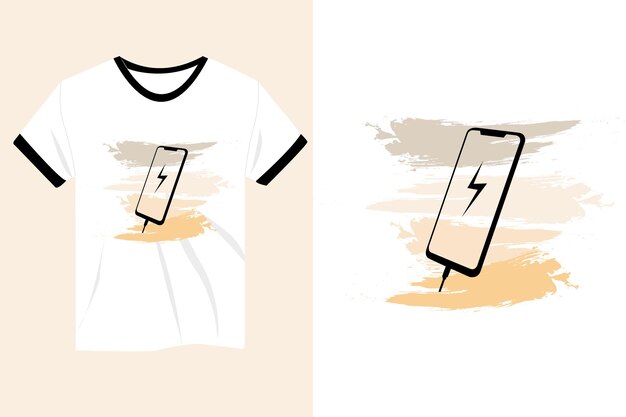 Smartphone zum aufladen von t-shirt-mockup-design