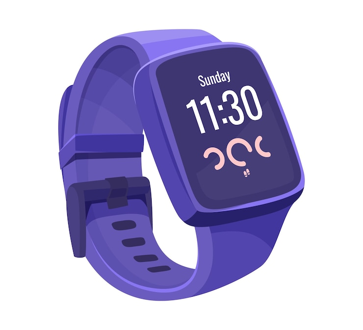 Vektor smartwatch, die zeit und schritte anzeigt