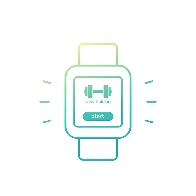 Smartwatch mit fitness-app, ui-design auf weiß