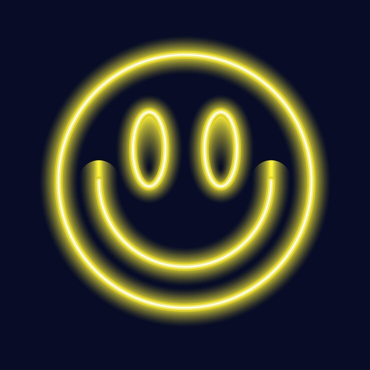 Vektor smile-aufkleber in neongelb-farbe mit lustigem stil