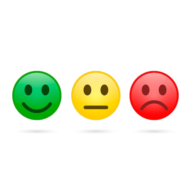 Smile emoticon feedback symbolsatz isolierte vektorgrafik