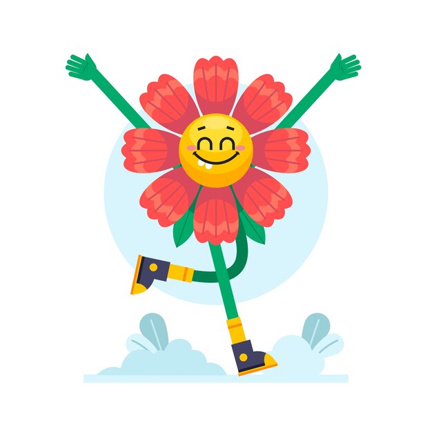 Vektor smiley-blumenillustration des flachen designs