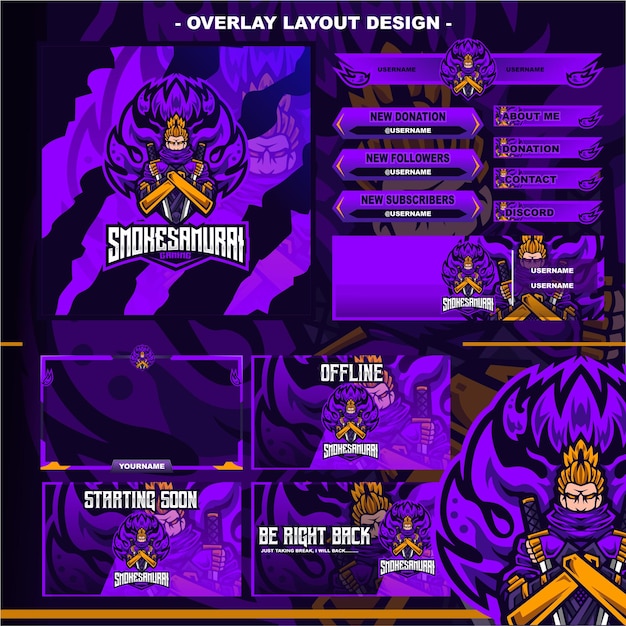 Smoke samurai gaming-layout-design-streamer twitch-logo-charakter