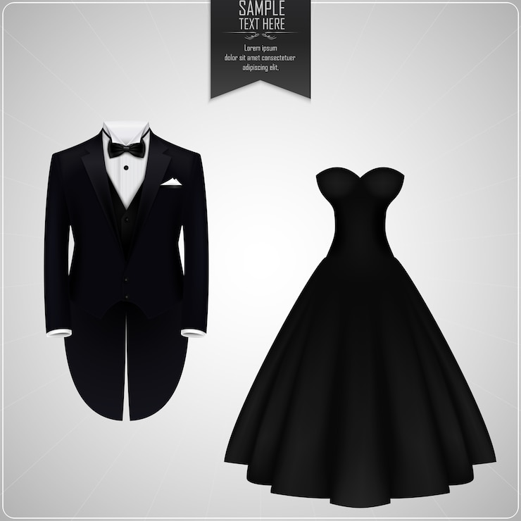 Vektor smoking und brautkleid