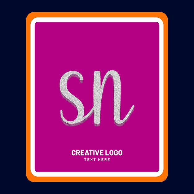 SN-Brief kreatives Logo-Design im 3D-Stil