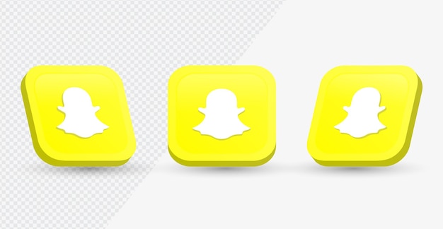 Vektor snapchat-logo-symbol im modernen 3d-rendering-quadrat für social-media-symbole oder netzwerklogos