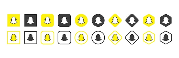 Snapchat-Logo-Symbol in verschiedenen Formen Symbol für soziale Medien