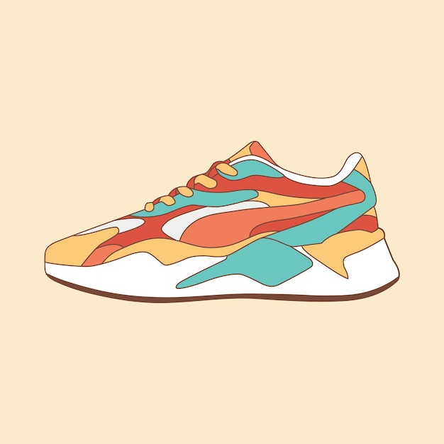 Sneaker schuhe farbe vintage-stil vektor-illustration