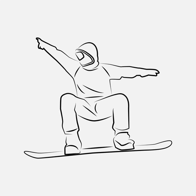 Snowboarder line art logo-design