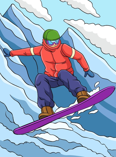 Vektor snowboardsport farbige cartoon-illustration