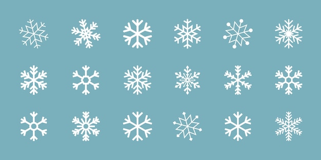 Snowflake Collection on Teal Background